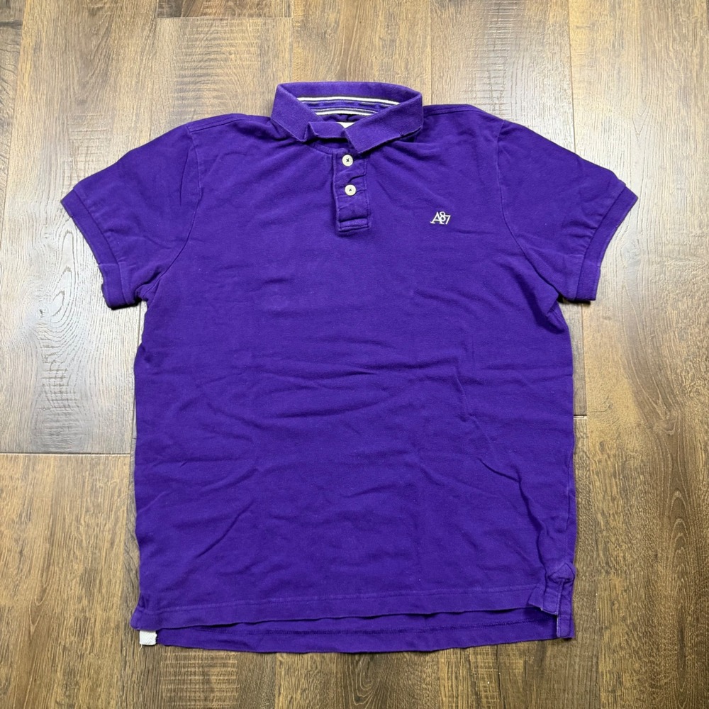 Y2K Aeropostale Mens Purple A87 Embroidered Cotton Short Sleeve Polo Shirt L